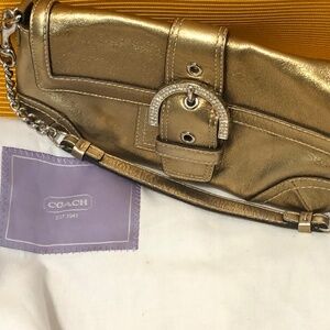 Authentic Coach Gold and Rhinestone purse